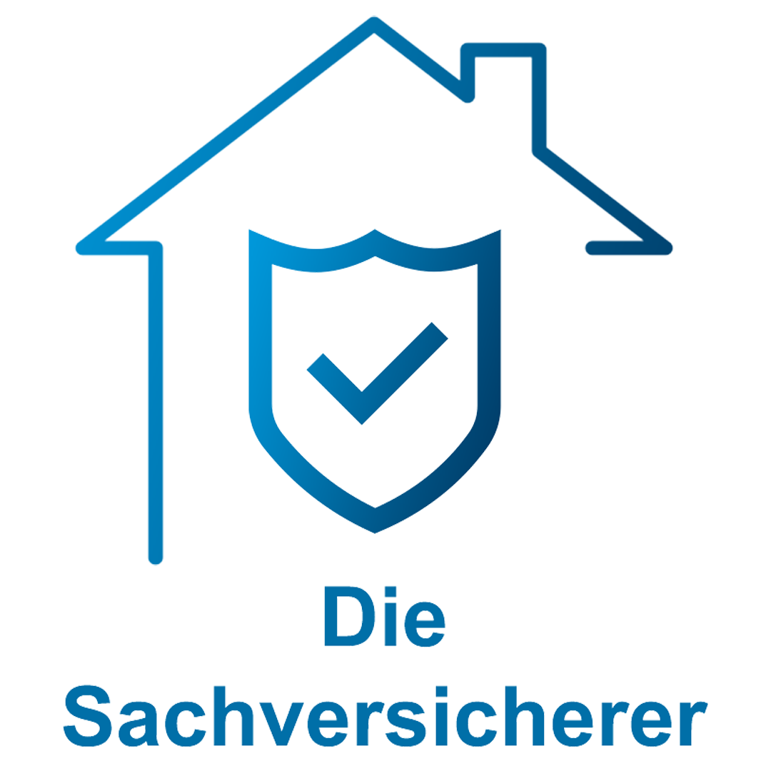Haus mit Schild als Symbol, darunter der Schriftzug DieSachversicherer